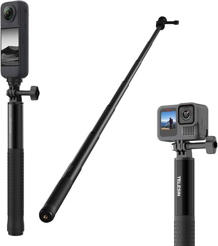 TELESIN 35" Extension Selfie Stick for GoPro, Portable Vlog Selfie Stick Handle Monopod Pole for GoPro Hero 13 12 11 10 9/Insta 360/DJI Osmo Pocket/AKASO Cameras for Travel Action Camera Accessories in Saudi Arabia