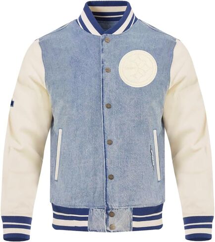 Pro Standard Mens NFL Pittsburgh Steelers Varsity Blues Denim Jacket Denim/Linen XL in Saudi Arabia