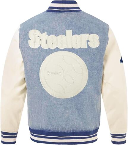 Pro Standard Mens NFL Pittsburgh Steelers Varsity Blues Denim Jacket Denim/Linen XL in Saudi Arabia