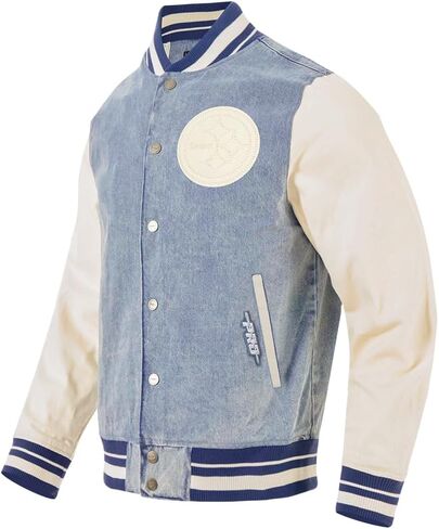 Pro Standard Mens NFL Pittsburgh Steelers Varsity Blues Denim Jacket Denim/Linen XL in Saudi Arabia