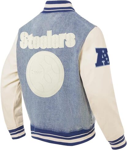 Pro Standard Mens NFL Pittsburgh Steelers Varsity Blues Denim Jacket Denim/Linen XL in Saudi Arabia