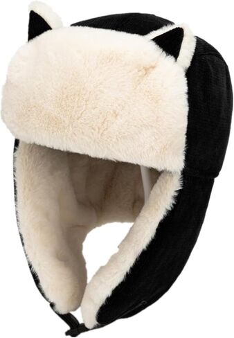 Winter Trapper Hat,Russian Ushanka Trooper Aviator Hats for Girl & Women,Snow Eskimo Hat with Ear Flaps for Cold Weather. in Saudi Arabia