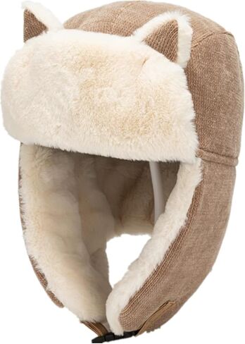 Winter Trapper Hat,Russian Ushanka Trooper Aviator Hats for Girl & Women,Snow Eskimo Hat with Ear Flaps for Cold Weather. in Saudi Arabia