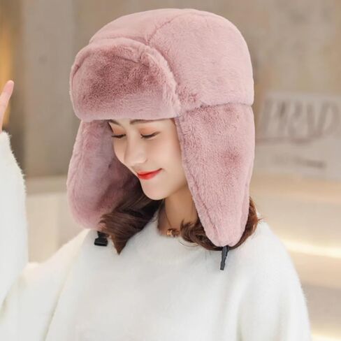 KXF الشتاء للجنسين الأذن رفرف الروسية Ushanka قبعة فو الفراء الصياد جندي القبعات مع غطاء للأذنين للرجال والنساء in Kuwait