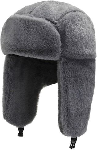 KXF الشتاء للجنسين الأذن رفرف الروسية Ushanka قبعة فو الفراء الصياد جندي القبعات مع غطاء للأذنين للرجال والنساء in Kuwait