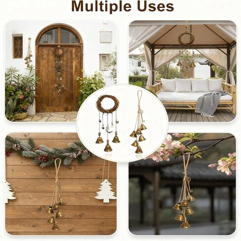 Set of 2 Witch Bells for Door – Featuring a Moon Wreath + Vintage Key, Said to Ward Off Negative Energy; Witches Bells Hanger for Front Door, Entryway & Doorknob; Witchy Decor in Saudi Arabia