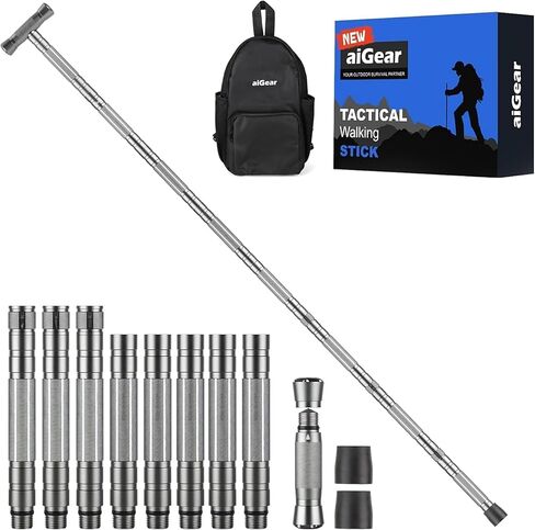 aiGear Walking Stick - Upgraded Aluminum Hiking Poles with Adjustable Height, Outdoor 8 Tubes Walking Sticks for Hiking Trekking Men Women in Saudi Arabia