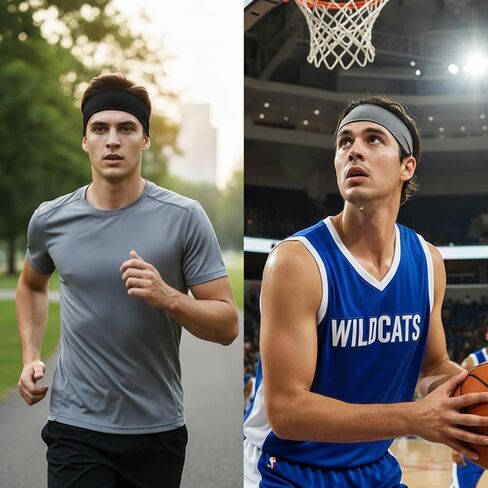 4 Pcs Running Headbands for Men, Sport Headbands Stretchy Quick-Dry Sweatband Mens Stretchy Headband for Football Cycling Basketball Yoga Fitness Workout Unisex in Saudi Arabia