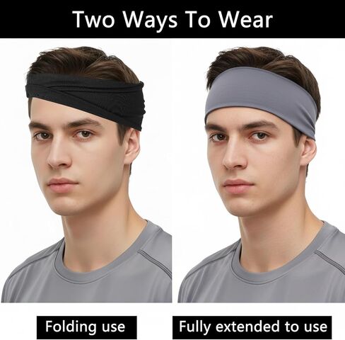 4 Pcs Running Headbands for Men, Sport Headbands Stretchy Quick-Dry Sweatband Mens Stretchy Headband for Football Cycling Basketball Yoga Fitness Workout Unisex in Saudi Arabia