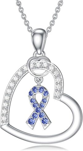 AOBOCO Sterling Silver Breast Cancer Awareness Necklace Survive Ribbon Pink Ribbon Pendant Gifts for Women in Saudi Arabia