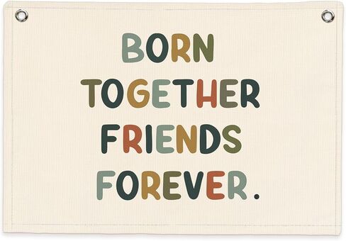 sjdfcsa لافتة الأخوة تعيش طويلًا على الحائط من القماش، فن جداري لديكور حضانة البنات، ديكور حائط مخطط باللون الوردي preppy، لافتة تعليق علم للتوائم الأخت البنات، غرفة نوم غرفة النوم، غرفة اللعب، 30 × 20 بوصة in Kuwait