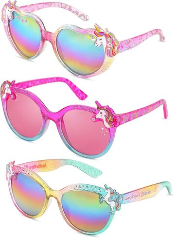3 Pairs Kids Sunglasses Girls,UV Protection Unicorn Sunglasses Toddler Eyewear for Childrens Party Favors Beach Dress up Glasses in Saudi Arabia