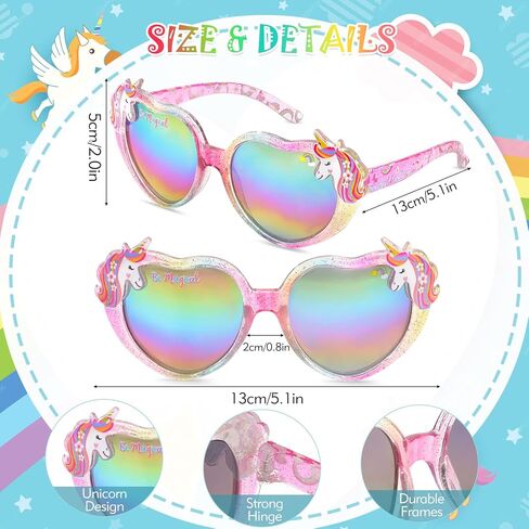3 Pairs Kids Sunglasses Girls,UV Protection Unicorn Sunglasses Toddler Eyewear for Childrens Party Favors Beach Dress up Glasses in Saudi Arabia
