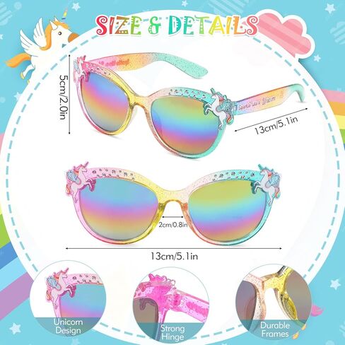 3 Pairs Kids Sunglasses Girls,UV Protection Unicorn Sunglasses Toddler Eyewear for Childrens Party Favors Beach Dress up Glasses in Saudi Arabia