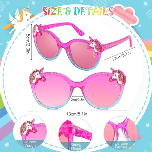 3 Pairs Kids Sunglasses Girls,UV Protection Unicorn Sunglasses Toddler Eyewear for Childrens Party Favors Beach Dress up Glasses in Saudi Arabia