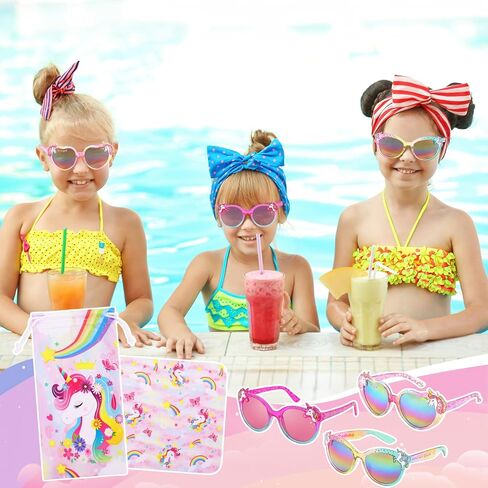 3 Pairs Kids Sunglasses Girls,UV Protection Unicorn Sunglasses Toddler Eyewear for Childrens Party Favors Beach Dress up Glasses in Saudi Arabia
