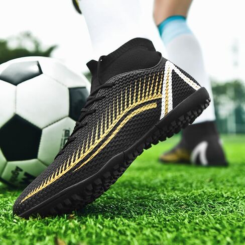 Men's Soccer Shoes Outdoor Turf Indoor Soccer Training Sneaker Professional High-Top Athletic Football Boots Breathable Cleats Lace-Up Non-Slip Spikes AG/FG/TF Boots in Saudi Arabia