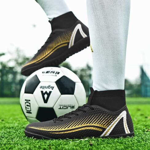 Men's Soccer Shoes Outdoor Turf Indoor Soccer Training Sneaker Professional High-Top Athletic Football Boots Breathable Cleats Lace-Up Non-Slip Spikes AG/FG/TF Boots in Saudi Arabia