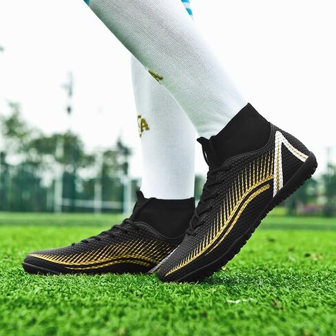 Men's Soccer Shoes Outdoor Turf Indoor Soccer Training Sneaker Professional High-Top Athletic Football Boots Breathable Cleats Lace-Up Non-Slip Spikes AG/FG/TF Boots in Saudi Arabia