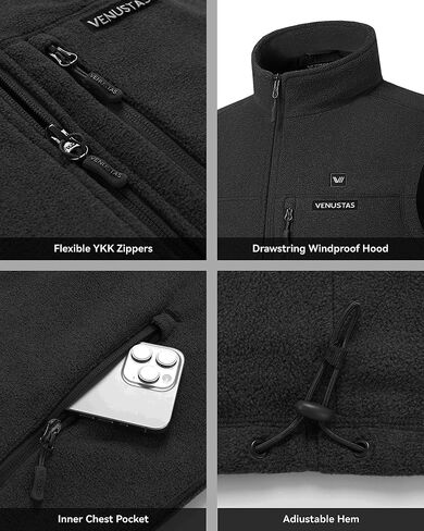 Venustas Women’s Recycled Heated Fleece Vest with Battery(Black, Medium) & 20W Fast Charger Bundle in Saudi Arabia