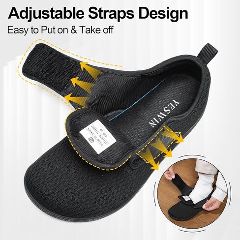 Diabetic Walking Shoes for Women Wide Toe Box Non Slip Comfortable Breathable Zero Drop Barefoot Shoe with Adjustable Strap for Neuropathy, Edema, Swollen Feet, Elderly, Pregnancy in Saudi Arabia