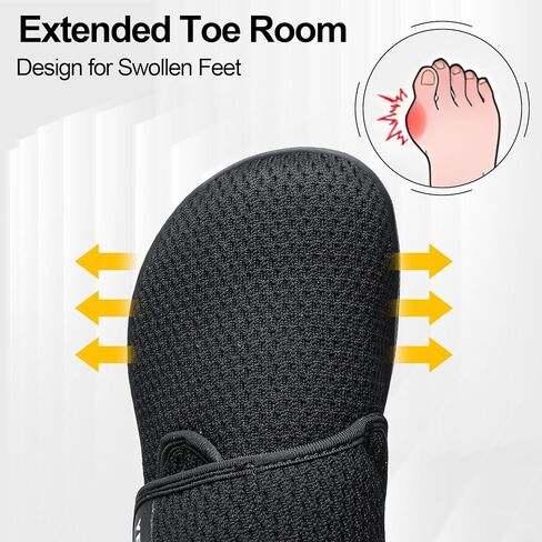 Diabetic Walking Shoes for Women Wide Toe Box Non Slip Comfortable Breathable Zero Drop Barefoot Shoe with Adjustable Strap for Neuropathy, Edema, Swollen Feet, Elderly, Pregnancy in Saudi Arabia