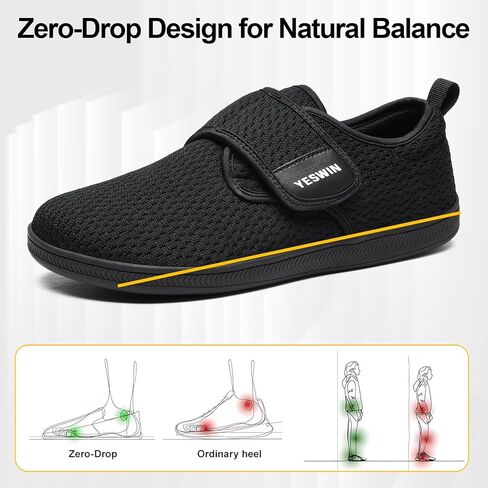 Diabetic Walking Shoes for Women Wide Toe Box Non Slip Comfortable Breathable Zero Drop Barefoot Shoe with Adjustable Strap for Neuropathy, Edema, Swollen Feet, Elderly, Pregnancy in Saudi Arabia