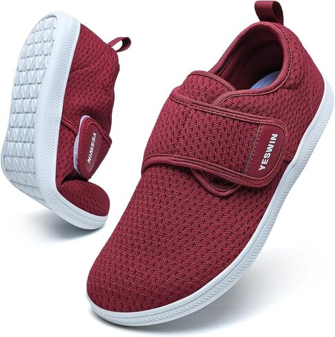 Diabetic Walking Shoes for Women Wide Toe Box Non Slip Comfortable Breathable Zero Drop Barefoot Shoe with Adjustable Strap for Neuropathy, Edema, Swollen Feet, Elderly, Pregnancy in Saudi Arabia