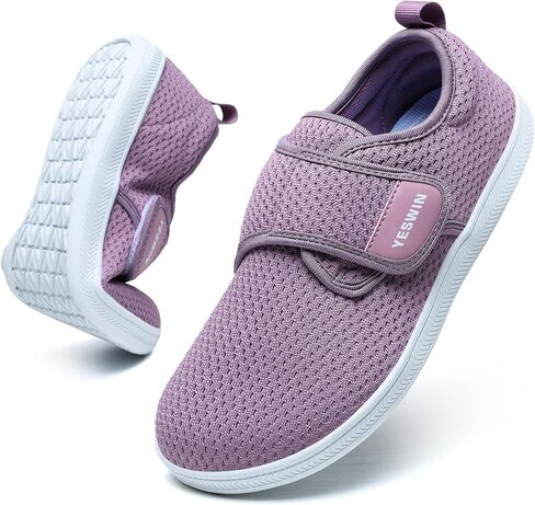 Diabetic Walking Shoes for Women Wide Toe Box Non Slip Comfortable Breathable Zero Drop Barefoot Shoe with Adjustable Strap for Neuropathy, Edema, Swollen Feet, Elderly, Pregnancy in Saudi Arabia
