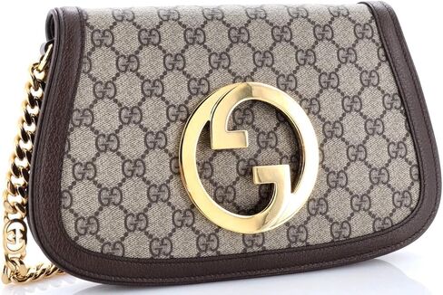 حقيبة Gucci Blondie NM Chain Flap المحببة مسبقًا من القماش المطلي بشعار GG، صغيرة، بنية in Saudi Arabia