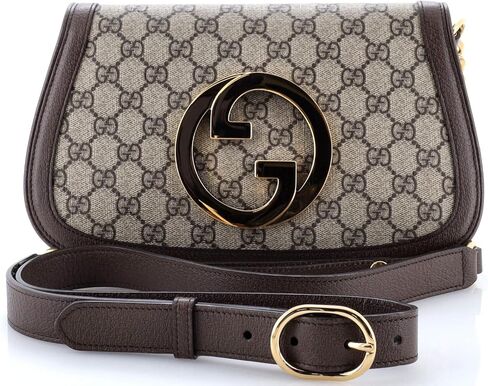 حقيبة Gucci Blondie NM Chain Flap المحببة مسبقًا من القماش المطلي بشعار GG، صغيرة، بنية in Saudi Arabia