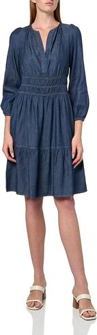 Tommy Hilfiger Women's Long Sleeves Split Neck Fit and Flare Dress in Saudi Arabia