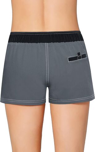 Women Beach Boardshorts Summer Swimwear Trunks Quick Dry Swim Shorts with Inner Liner Grey in Saudi Arabia
