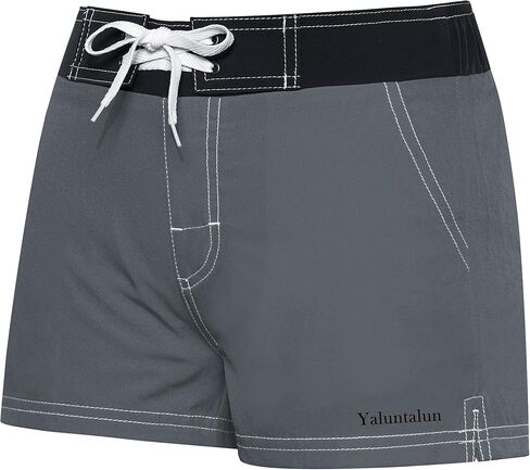 Women Beach Boardshorts Summer Swimwear Trunks Quick Dry Swim Shorts with Inner Liner Grey in Saudi Arabia