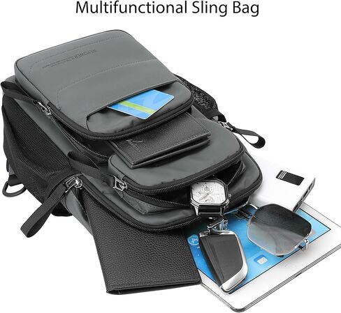Sling Bag for Men Travel Lightweight Multi-pocket Crossbody Shoulder Bags Convertible Sling Backpack Chest Bag Men(Grey) in Saudi Arabia