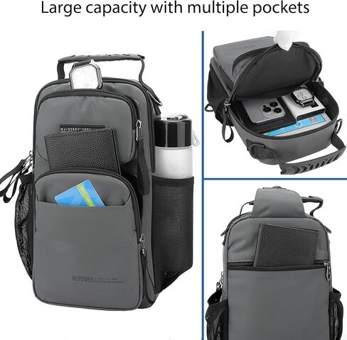 Sling Bag for Men Travel Lightweight Multi-pocket Crossbody Shoulder Bags Convertible Sling Backpack Chest Bag Men(Grey) in Saudi Arabia