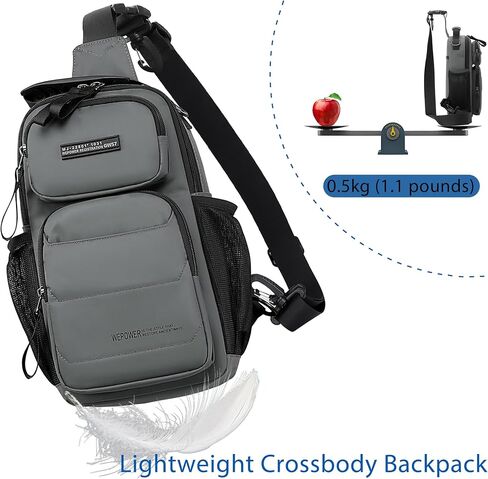 Sling Bag for Men Travel Lightweight Multi-pocket Crossbody Shoulder Bags Convertible Sling Backpack Chest Bag Men(Grey) in Saudi Arabia