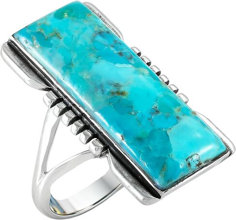 Turquoise Ring Sterling Silver 925 Genuine Turquoise Size 6 to 11 in Saudi Arabia