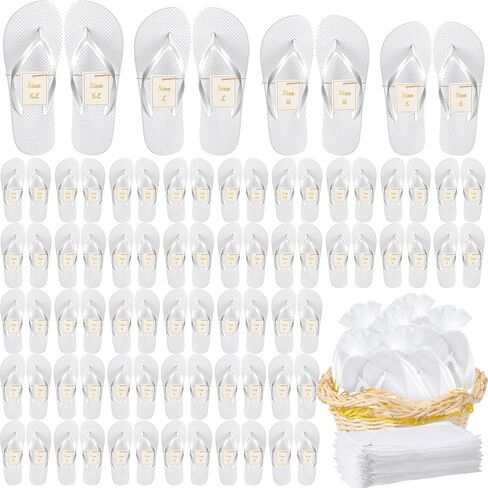 شباشب Bonuci Flip Flops السائبة لحفلات الزفاف والمنتجعات الصحية مع بطاقات الحجم وحقائب برباط لحفلات الزفاف in Saudi Arabia