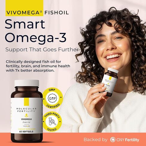 VIVOMEGA Fish Oil with VESIsorb® - Fertility Supplement for Women & Men - Doctor Formulated EPA DHA Omega 3 Fatty Acids, Vitamin D3 K2 for Reproductive Wellness - 60 Softgels in Saudi Arabia