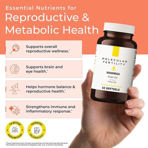 VIVOMEGA Fish Oil with VESIsorb® - Fertility Supplement for Women & Men - Doctor Formulated EPA DHA Omega 3 Fatty Acids, Vitamin D3 K2 for Reproductive Wellness - 60 Softgels in Saudi Arabia