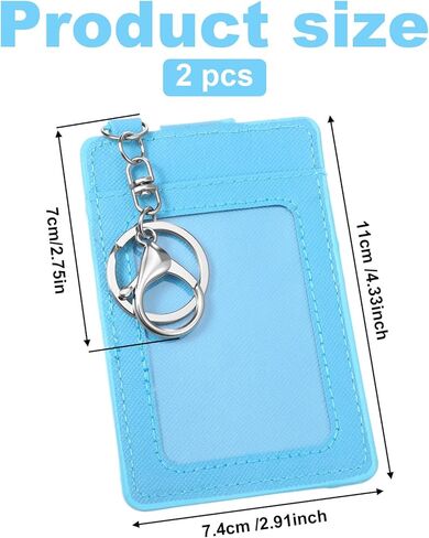 Card Holder Keychain, 2 Pack Slim Faux Leather Keychain ID Card Holder with Metal Clasps&Key Rings, Back/Front Pocket Purse Wallets for Carrying Keys, Metro Cards in Saudi Arabia