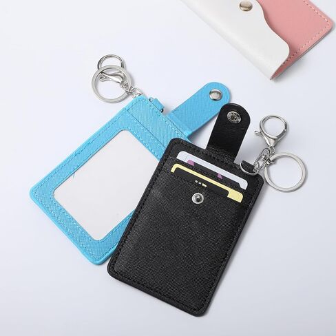 Card Holder Keychain, 2 Pack Slim Faux Leather Keychain ID Card Holder with Metal Clasps&Key Rings, Back/Front Pocket Purse Wallets for Carrying Keys, Metro Cards in Saudi Arabia
