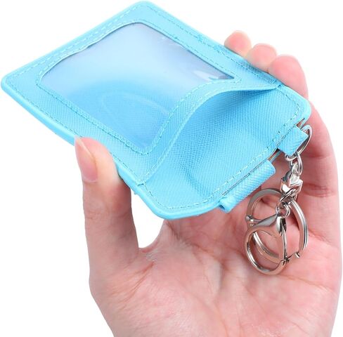 Card Holder Keychain, 2 Pack Slim Faux Leather Keychain ID Card Holder with Metal Clasps&Key Rings, Back/Front Pocket Purse Wallets for Carrying Keys, Metro Cards in Saudi Arabia