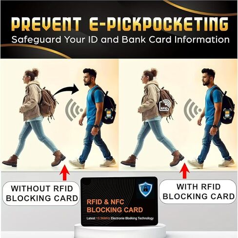 بطاقة حجب RFID، واقي بطاقة الائتمان، بطاقة واحدة تحمي محفظة المحفظة بالكامل، واقي بطاقة البنك RFID/NFC بدون تلامس، مانع بطاقة الهوية ATM، مع مانع بيانات 4 في 1. (أسود 5 عبوات) in Kuwait