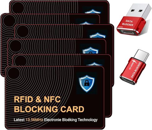 بطاقة حجب RFID، واقي بطاقة الائتمان، بطاقة واحدة تحمي محفظة المحفظة بالكامل، واقي بطاقة البنك RFID/NFC بدون تلامس، مانع بطاقة الهوية ATM، مع مانع بيانات 4 في 1. (أسود 5 عبوات) in Kuwait