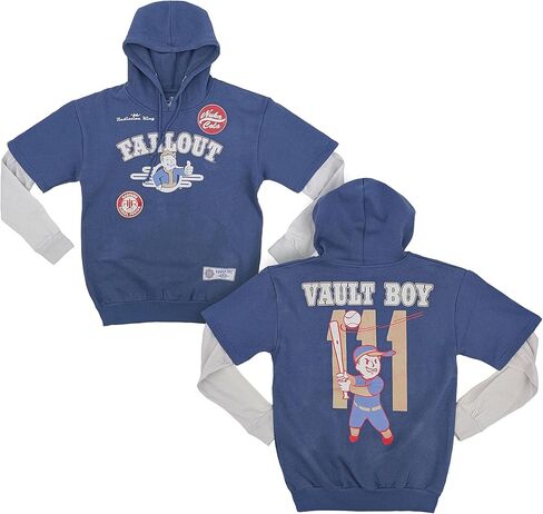 Ripple Junction Fallout Men's Baseball Jersey Hooded Sweatshirt Twofer Vault Boy 111 Officially Licensed in Saudi Arabia