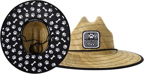 Dog Dad Gifts for Men, Men's Tides Pierside Lifeguard Beach Sun Straw Hat Natural in Saudi Arabia