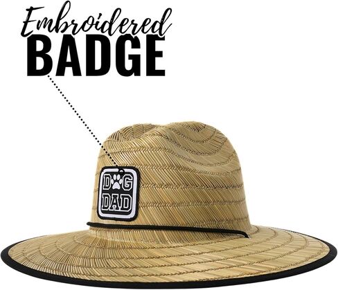 Dog Dad Gifts for Men, Men's Tides Pierside Lifeguard Beach Sun Straw Hat Natural in Saudi Arabia