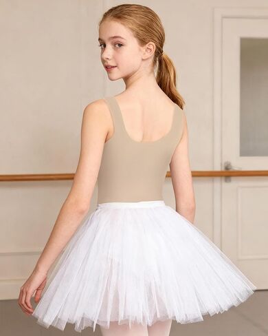 3-14 Years Girls Nude Leotards for Dance, Seamless Sleeveless Ballet Gymnastic Basic Bodysuit Outfit in Saudi Arabia